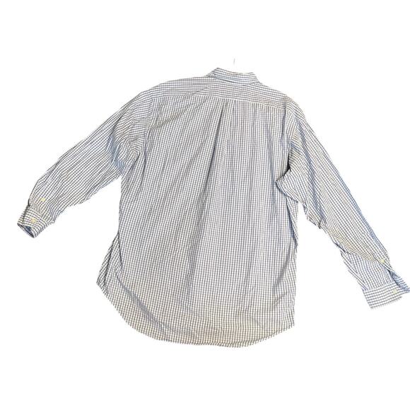 LRLauren Mens L Blue Plaid 100% Two Ply Cotton Button Up Long Sleeve Shirt - Picture 2 of 7